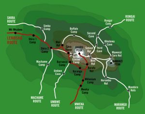 Kilimanjaro lemosho route map